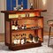 Tribesigns Rattan Home Bar Unit 4-Tier Farmhouse Liquor Cabinet 47.2 Inch